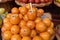 Closeup of orange passion fruits on a local market in Funchal in Madeira, Portugal