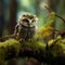 closeup of owl on tree branch generated by AI tool