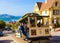 Closeup Passengers Riding SF Cable Car Alcatraz