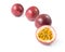 Closeup passion fruit on white background, fruit for healthy con