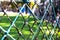 Closeup photo of ball containment nets or barrier nets