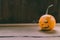 Closeup Photo of Carved Baby Pumpkin on the Wodden Background