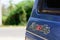 Closeup photo classic blue offroad car