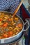 Closeup photo of cooking Vietnamese crab paste soup- Bun Rieu