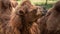 Closeup photo on couple of camels