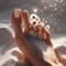 Closeup photo of a female feet on seaside generative ai. Feminine relax