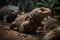 Closeup photo of iguana in jungles. Generate ai