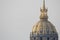 The closeup photo with the isolated copula of Hotel des Invalides in Paris, France with grey background