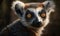 closeup photo of lemur on blurry bokeh background of its natural habitat. Generative AI