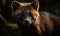 closeup photo of marten mammal on blurry forest background. Generative AI