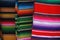 Closeup photo with Mexican colors and n colorful traditional textile seen in Oaxaca, Mexico