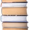 Closeup photo stack of books