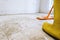 Closeup photo of worker mopping the floor