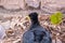 Closeup photo of a yellow-knobbed curassow