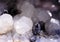 Closeup photograph of glittering calcite stone