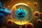 closeup photorealistic illustration of covid 19 virus