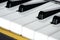 Closeup of piano keyboard musical