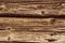 Closeup picture of old rustic wooden planks eaten by caries