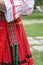 Closeup picture of traditional Bulgarian folklore dresses and aprons, details