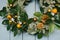 Closeup of a piece of christmas wreath