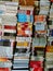 closeup of a pile of chinese books at a library in Wuhan city china