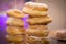 Closeup of a pile of sugared donuts, typical Italian fried donuts