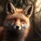 Closeup portrait of cute curious fox