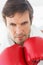 Closeup portrait of a determined male boxer