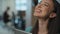 Closeup positive businesswoman laughing hysterically. CEO spending break office