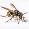 closeup potter wasp on white background