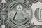 Closeup of the pyramid symbol on the dollar
