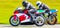 Closeup racing motorbikes