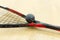 Closeup of racquetball equipment