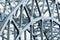 Closeup of railway metal bridge construction view. Abstract metal details