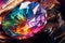 Closeup of a rainbowcolored gemstone. Generative ai