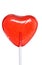 Closeup red heart candy lollipop