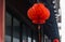 Closeup of red honeycomb paper lantern