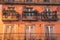 Closeup of a residential building with old-fashioned windows and balconies, old city architecture