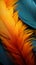 Closeup reveals the intricate details of a blue and yellow feather\\\'s beauty