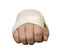 Closeup right hand fist with elastic bandage isolated on white background,clipping path