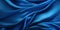 Closeup of rippled blue silk fabric - AI Generated