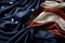 Closeup of Rippled Silk Flags of United States of America (AI generated)