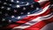 Closeup of rippled United States of America flag, square image, United States Flag On Black Background, AI Generated