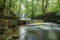 Closeup of a river with smooth effect in the Summerhill Force, UK