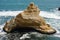 Closeup of a rock formation called The Cathedral at the coast of  Paracas National Reserve in Peru