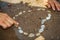 Closeup on rocks laid out in shape of heart