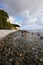 Closeup of a rocky beach with the sea in Rugen, Germany