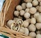 Closeup of rotten, infected walnut halves with a worm in a supermarket