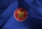 Closeup of Ruffled Association of Southeast Asian Nations Flag, ASEAN Flag Blowing in Wind