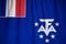 Closeup of Ruffled French Southern and Antarctic Lands Flag, French Southern and Antarctic Lands Flag Blowing in Wind